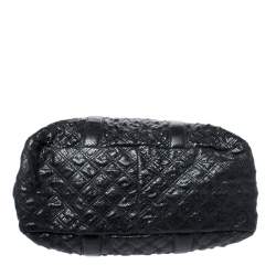 Marc Jacobs Black Quilted Snakeskin Embossed Leather Tote