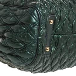 Pre Owned Marc Jacobs Metallic Green Quilted Leather Stam Shoulder Bag