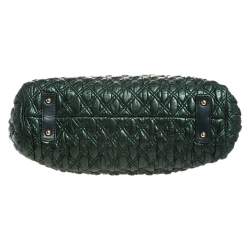 Pre Owned Marc Jacobs Metallic Green Quilted Leather Stam Shoulder Bag