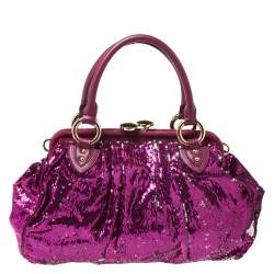 Pre Owned Marc Jacobs Fuchsia Sequins New York Rocker Stam Shoulder Bag
