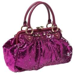Pre Owned Marc Jacobs Fuchsia Sequins New York Rocker Stam Shoulder Bag