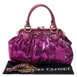 Pre Owned Marc Jacobs Fuchsia Sequins New York Rocker Stam Shoulder Bag