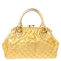 Pre Owned Marc Jacobs Metallic Gold Leather Stam Satchel