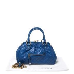 Pre Owned Marc Jacobs Blue Quilted Leather Stam Satchel