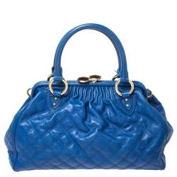 Pre Owned Marc Jacobs Blue Quilted Leather Stam Satchel