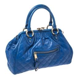 Pre Owned Marc Jacobs Blue Quilted Leather Stam Satchel