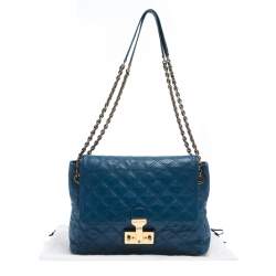 Pre Owned Marc Jacobs Blue Quilted Leather Large Baroque Single Shoulder Bag
