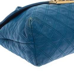 Pre Owned Marc Jacobs Blue Quilted Leather Large Baroque Single Shoulder Bag