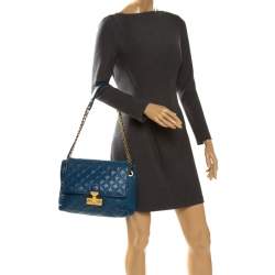 Pre Owned Marc Jacobs Blue Quilted Leather Large Baroque Single Shoulder Bag