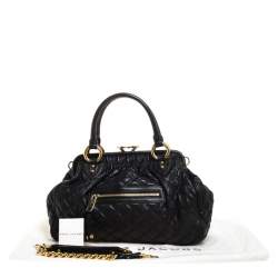 Pre Owned Marc Jacobs Black Quilted Leather Stam Satchel