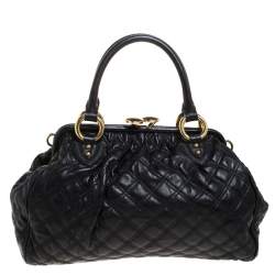 Pre Owned Marc Jacobs Black Quilted Leather Stam Satchel