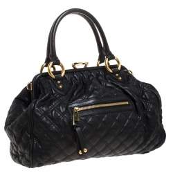 Pre Owned Marc Jacobs Black Quilted Leather Stam Satchel