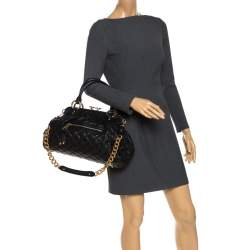 Pre Owned Marc Jacobs Black Quilted Leather Stam Satchel