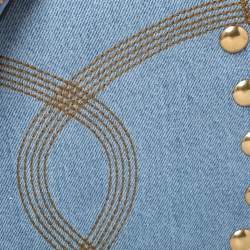 Pre Owned Marc Jacobs Blue Denim and Leather Small Studded Nomad Crossbody Bag