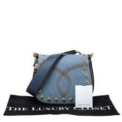 Pre Owned Marc Jacobs Blue Denim and Leather Small Studded Nomad Crossbody Bag