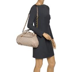 Pre Owned Marc Jacobs Beige Leather Mini Stam Satchel
