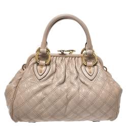 Pre Owned Marc Jacobs Beige Leather Mini Stam Satchel