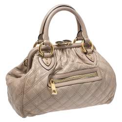 Pre Owned Marc Jacobs Beige Leather Mini Stam Satchel