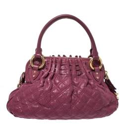 Pre Owned Marc Jacobs Pink Quilted Leather Cecilia Satchel