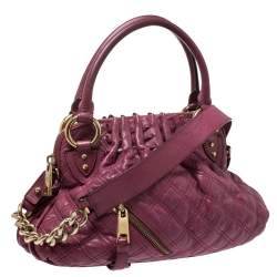 Pre Owned Marc Jacobs Pink Quilted Leather Cecilia Satchel