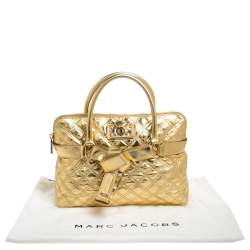 Pre Owned Marc Jacobs Gold Quilted Leather Bruna Belted Tote