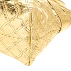 Pre Owned Marc Jacobs Gold Quilted Leather Bruna Belted Tote