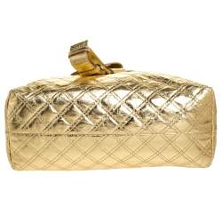 Pre Owned Marc Jacobs Gold Quilted Leather Bruna Belted Tote