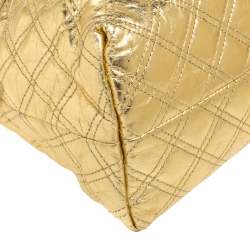Pre Owned Marc Jacobs Gold Quilted Leather Bruna Belted Tote