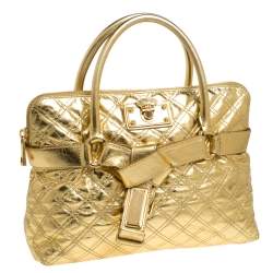 Pre Owned Marc Jacobs Gold Quilted Leather Bruna Belted Tote