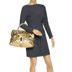 Pre Owned Marc Jacobs Gold Quilted Leather Bruna Belted Tote