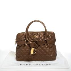 Marc Jacobs Metallic Bronze Quilted Leather Bruna Bow Satchel