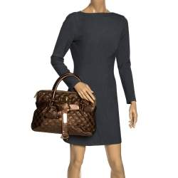 Marc Jacobs Metallic Bronze Quilted Leather Bruna Bow Satchel