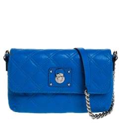 Pre Owned Marc Jacobs Blue Quilted Leather Flap Crossbody Bag