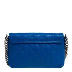 Pre Owned Marc Jacobs Blue Quilted Leather Flap Crossbody Bag
