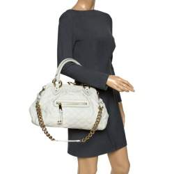 Pre Owned Marc Jacobs Ivory Quilted Leather Stam Satchel