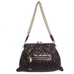 Pre Owned Marc Jacobs Burgundy Quilted Leather Stam Shoulder Bag