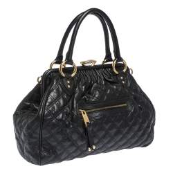 Pre Owned Marc Jacobs Black Quilted Leather Stam Satchel