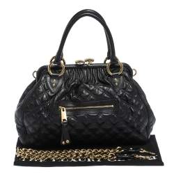 Pre Owned Marc Jacobs Black Quilted Leather Stam Satchel