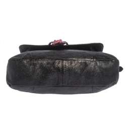 Pre Owned Marc Jacobs Metallic Black Leather Flap Crossbody Bag