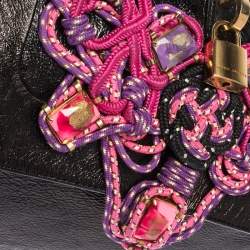 Pre Owned Marc Jacobs Metallic Black Leather Flap Crossbody Bag