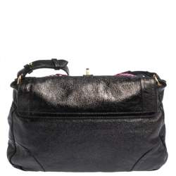 Pre Owned Marc Jacobs Metallic Black Leather Flap Crossbody Bag