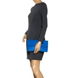 Pre Owned Marc Jacobs Blue Quilted Leather Foldover Clutch