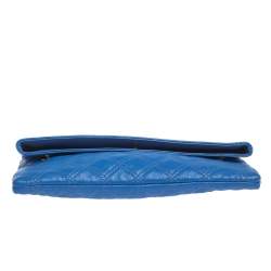Pre Owned Marc Jacobs Blue Quilted Leather Foldover Clutch