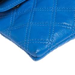 Pre Owned Marc Jacobs Blue Quilted Leather Foldover Clutch