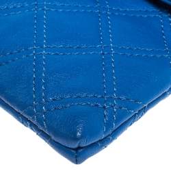 Pre Owned Marc Jacobs Blue Quilted Leather Foldover Clutch