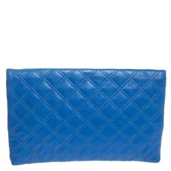Pre Owned Marc Jacobs Blue Quilted Leather Foldover Clutch