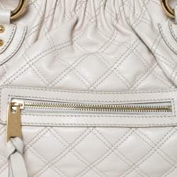Pre Owned Marc Jacobs Ivory Quilted Leather Stam Satchel