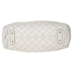Pre Owned Marc Jacobs Ivory Quilted Leather Stam Satchel
