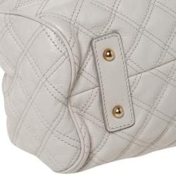 Pre Owned Marc Jacobs Ivory Quilted Leather Stam Satchel