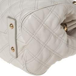 Pre Owned Marc Jacobs Ivory Quilted Leather Stam Satchel